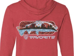 Favorite Fishing Simmer Tri-Blend Hoodie -Fishing Store simmer trout rd hthr bk detail