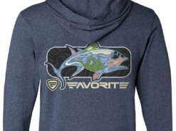 Favorite Fishing Simmer Tri-Blend Hoodie -Fishing Store simmer tuna nvy frst bk detail